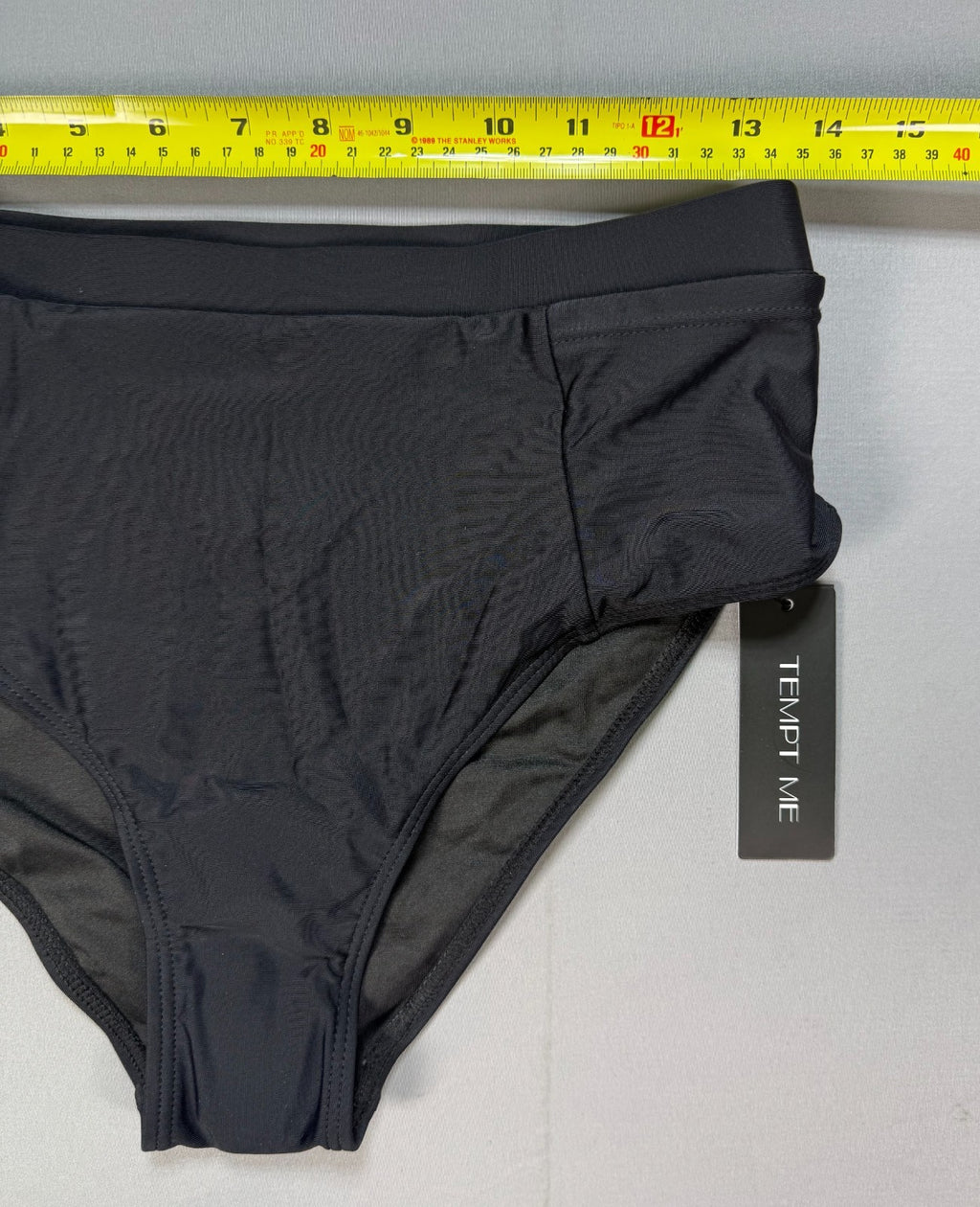 NWT Tempt Me High Waisted Bikini Bottoms Womens Small Black Tummy Control Briefs