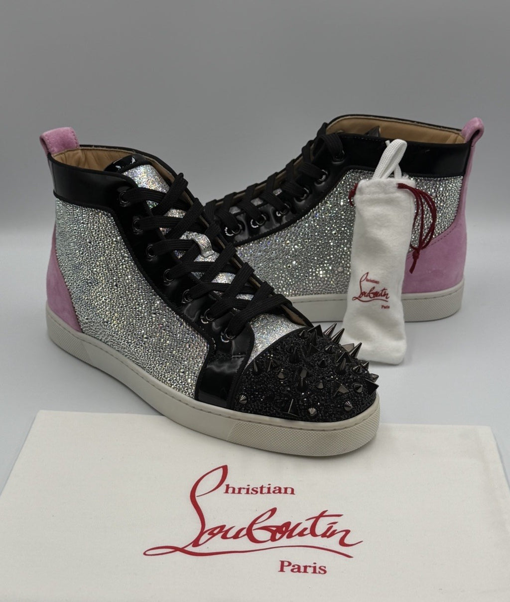CHRISTIAN LOUBOUTIN Louis Strass Sneakers Pink High Swarovski Size 43 EU, 10 US