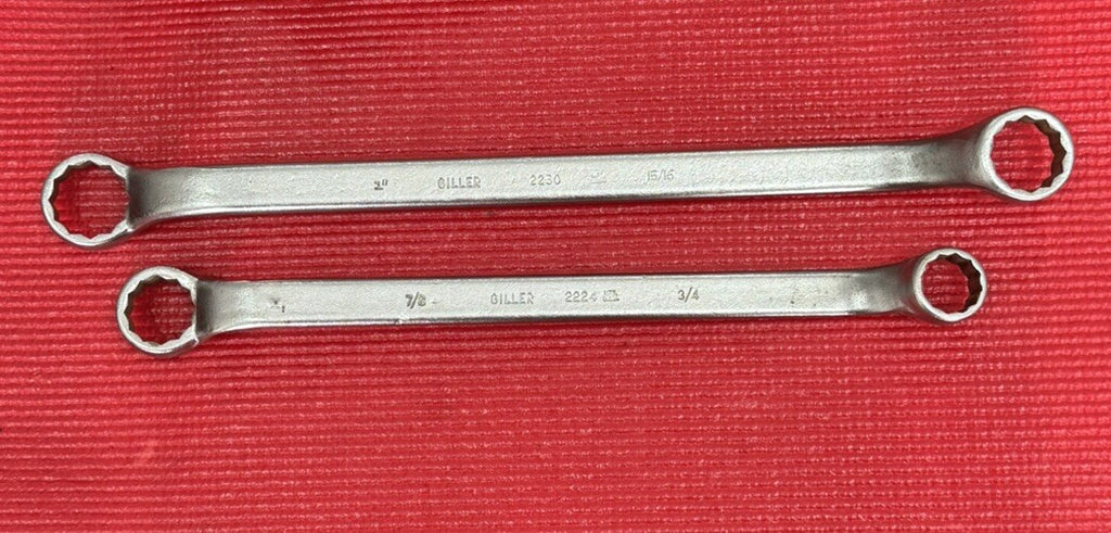 Vintage Giller Tools 2 PC SAE Box End Offset Wrench Set 12 PT Made in USA