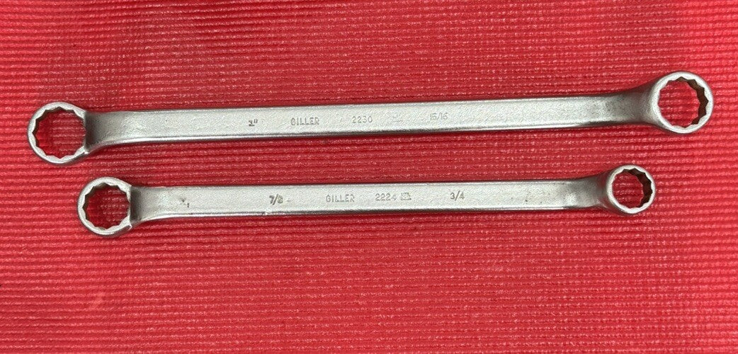 Vintage Giller Tools 2 PC SAE Box End Offset Wrench Set 12 PT Made in USA