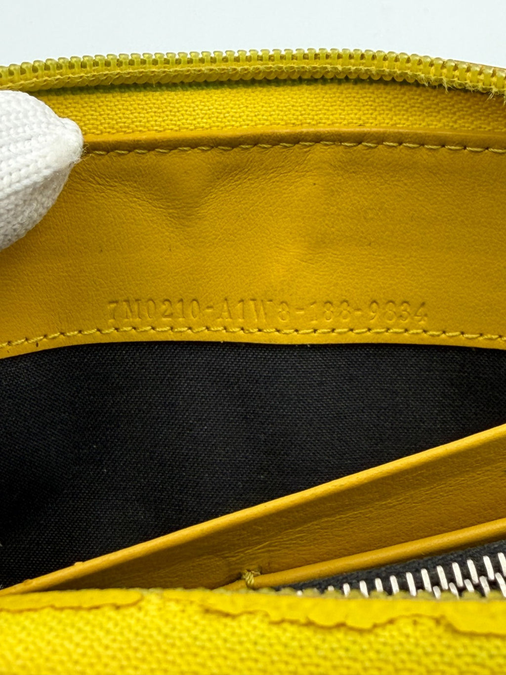 Fendi Monster 7M0210 Bug Eyes Zip Around Long Wallet Black Leather Yellow Trim