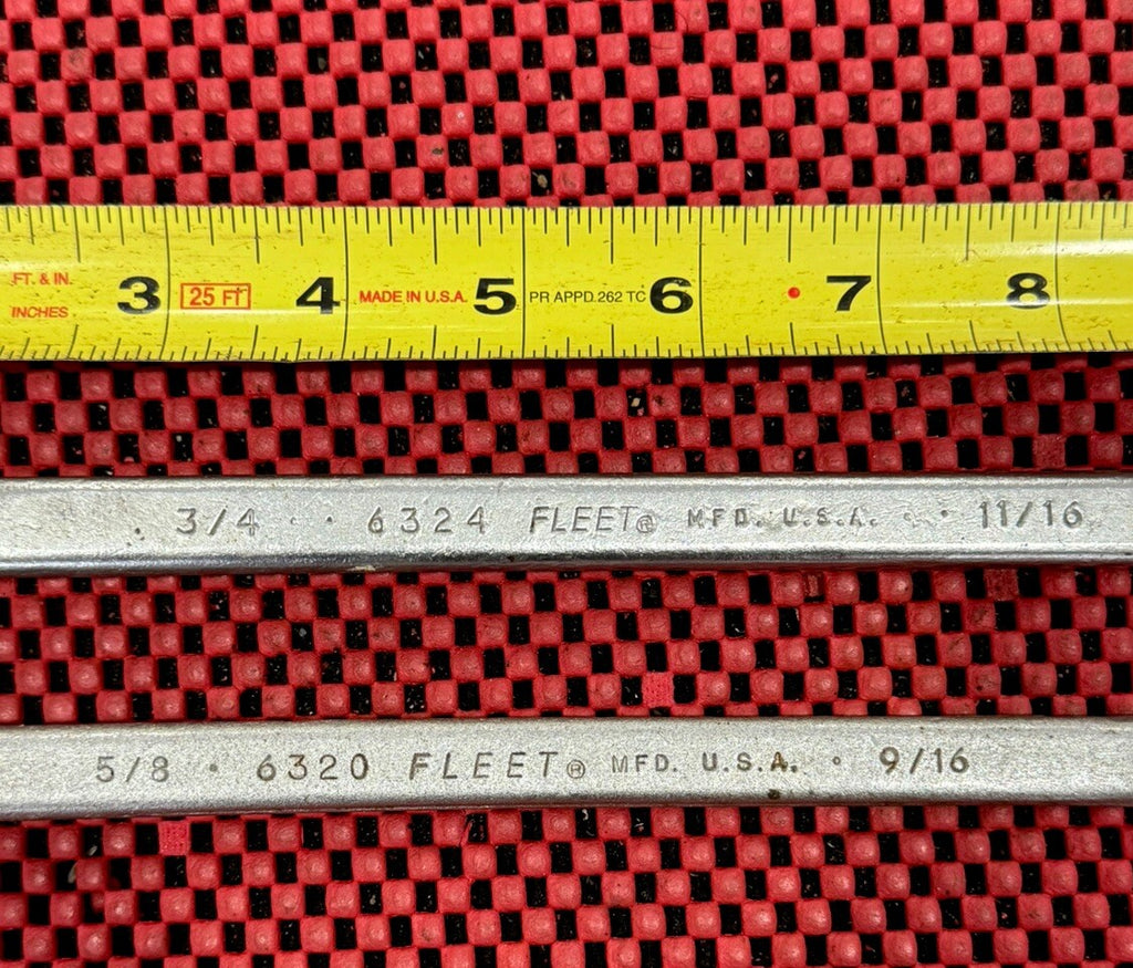 Vintage Fleet Tools 6320, 6324 2pc Set Box End Wrench 3/4”x11/16”, 5/8”x9/16”USA