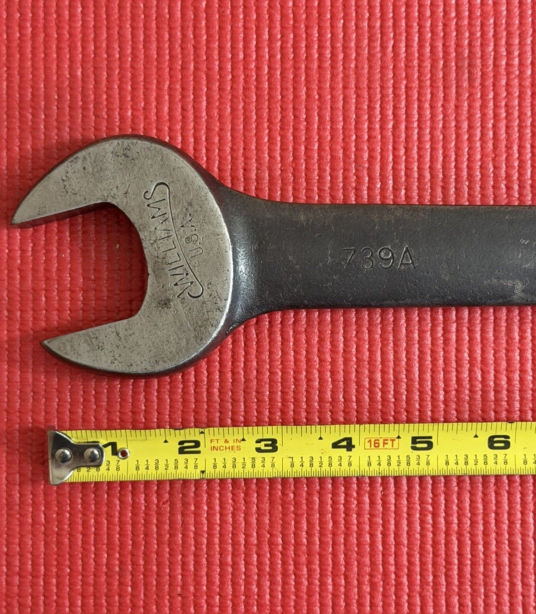 Vintage Williams Tools 739A 1 1/2” X 1 1/4” Double Open End Wrench 14" long USA