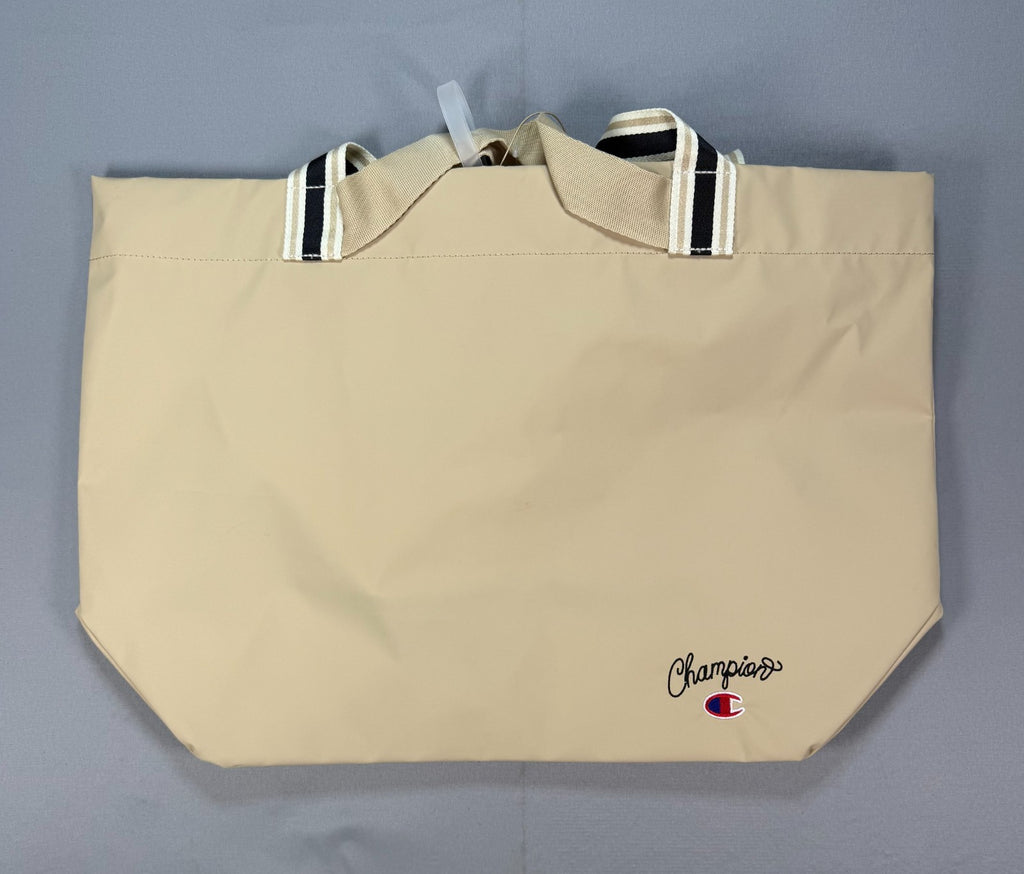 NWT Champion Canvas Shoulder Tote Bag Women Tan Striped Handles Shopper Everyday