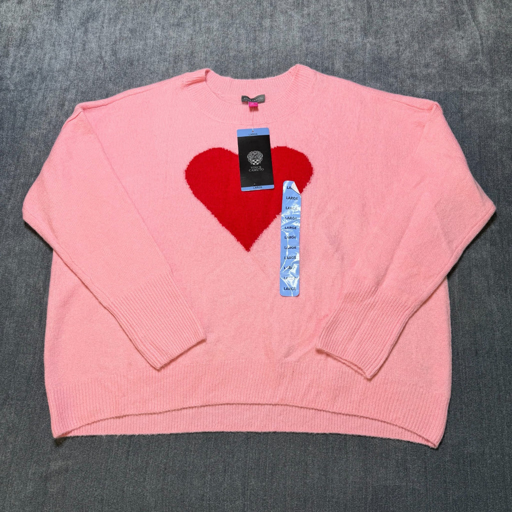 NWT Vince Camuto Valentine's Sweater Women's Large Pink Long Sleeve Pullover