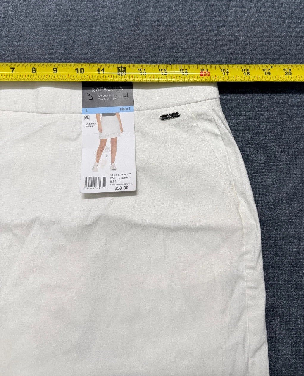 NWT Rafaella Comfort Waistband Skort Women's Large White Front Pockets Stretch