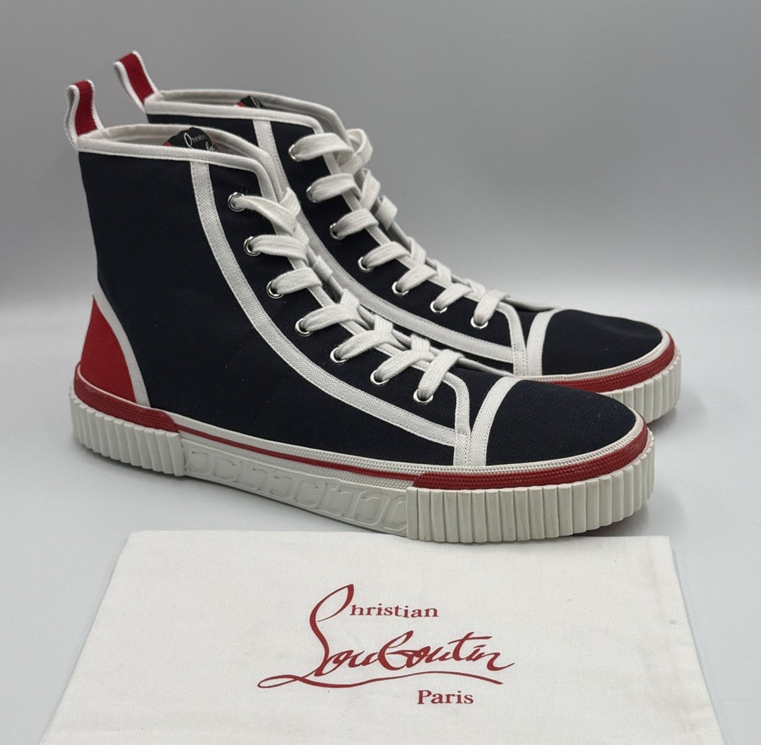 Authentic Christian Louboutin Pedro Donna Canvas Sneakers Size 44.5 EU; 11.5 US