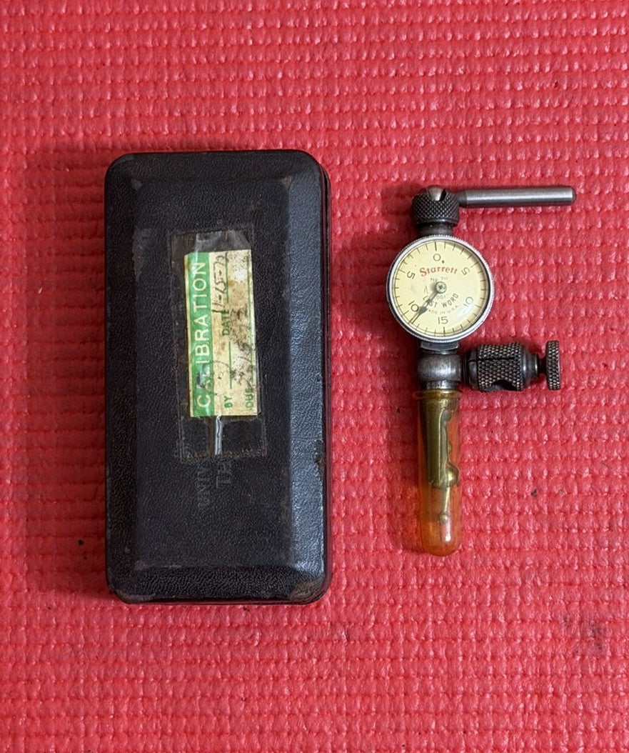 VINTAGE STARRETT LAST WORD 711  .001 TEST INDICATOR WITH CASE MACHINIST TOOL USA
