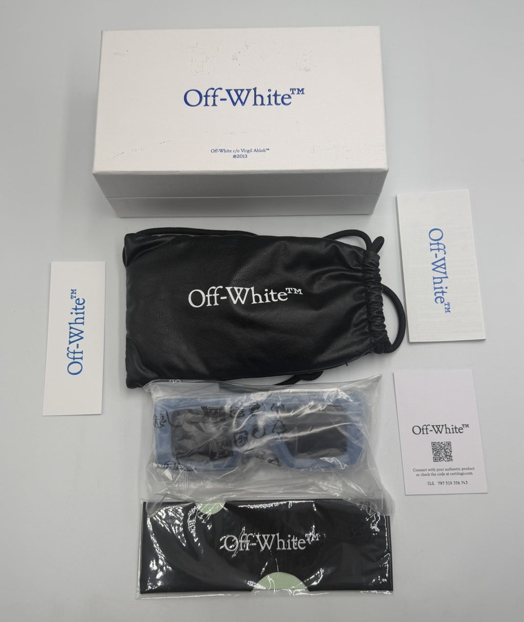 New Off-White Seattle Sunglasses Men's Light Blue Arrow Logo Full Rim Modern