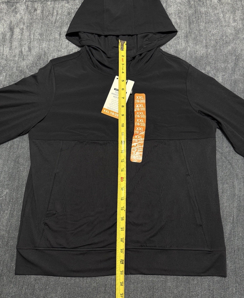 NWT Member's Mark Full-Zip Mixed Media Hoodie Boys XXL (18/20) Black Long Sleeve