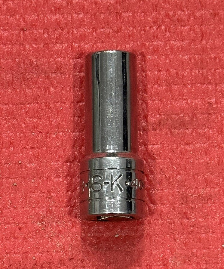 Vintage SK Tools 40412 3/8" Drive, 3/8" Semi Deep Socket 6PT Made in USA