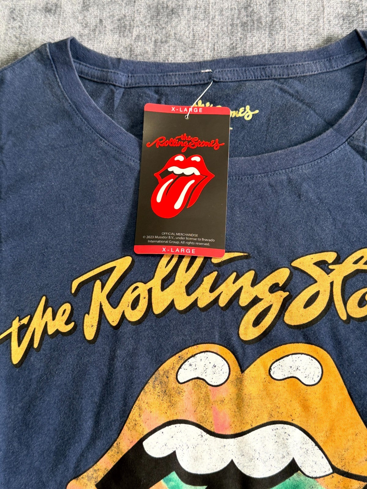 NWT The Rolling Stone Graphic Print T-Shirt Women's XL Navy Pullover 100% Cotton