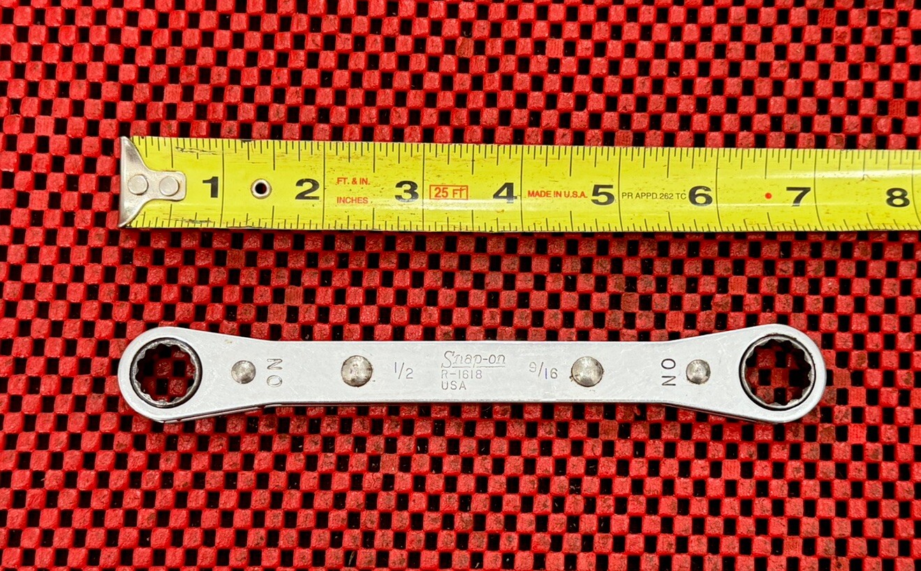 Snap-On Tools R1618 Double Box End Ratcheting Wrench 1/2” x 9/16” 12PT USA