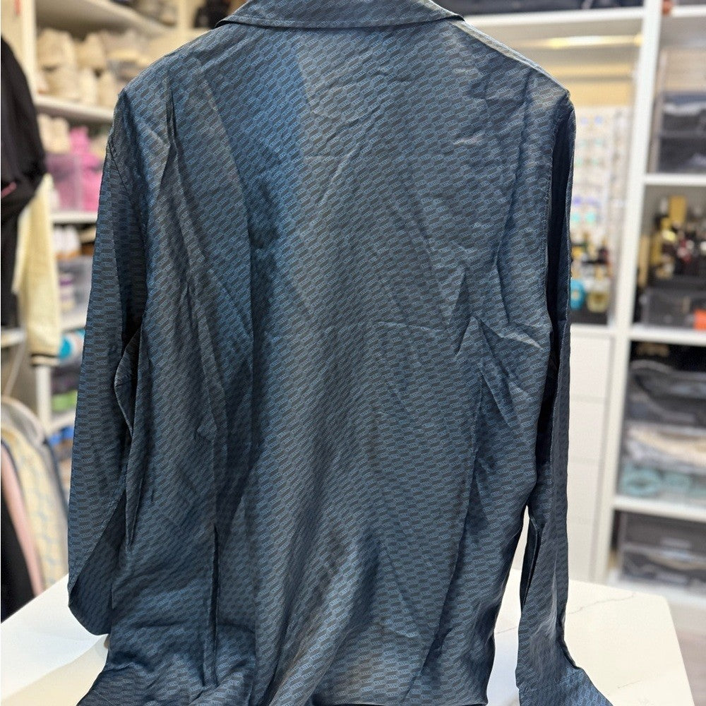 Kith Monogram Silk Men's Blue Button-Up shirt Size XL NEW