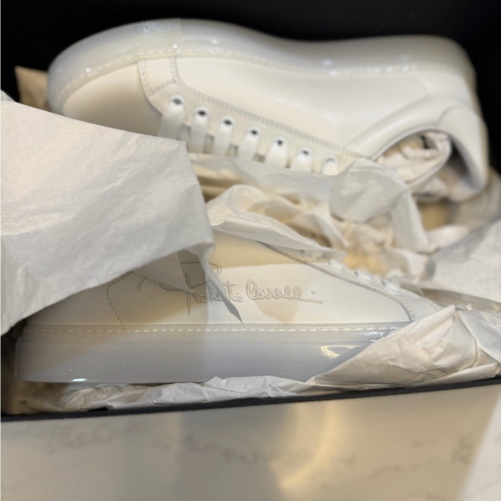 Roberto Cavalli Cream Calf Low Sneakers