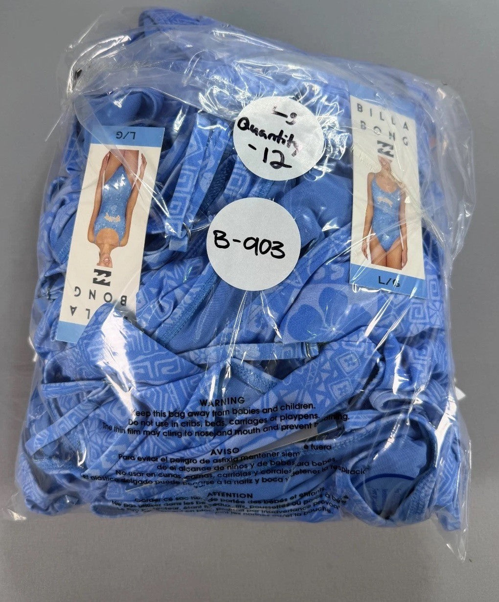 NWT Billabong One-Piece Swimsuit Women Large Blue Sleeveless Stretch Summer Gear