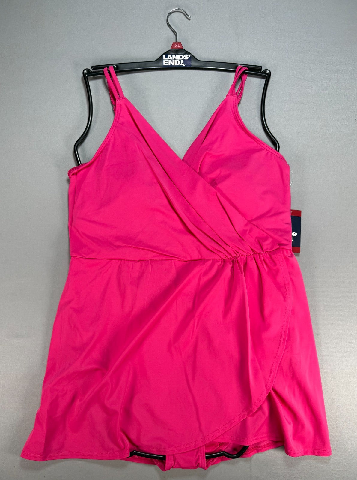 Land's End Adjustable Strap Pull On-Swim Dress Women's XL Pink Sleeveless Preppy
