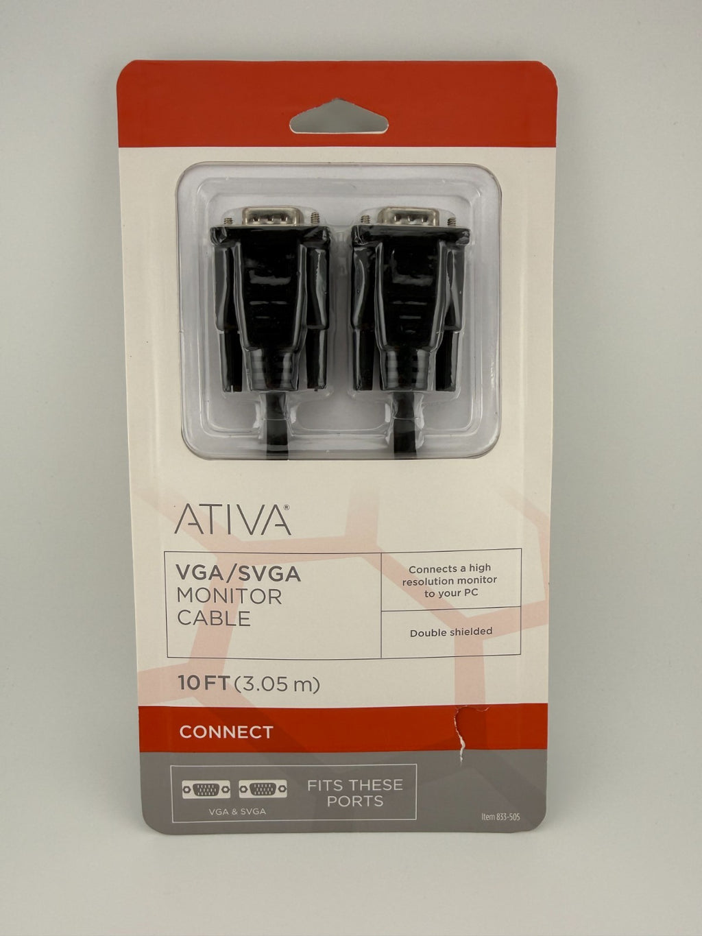 NEW Ativa 833-505 Double Shielded 3.05m PC 15-Pin 10ft VGA SVGA Monitor Cable