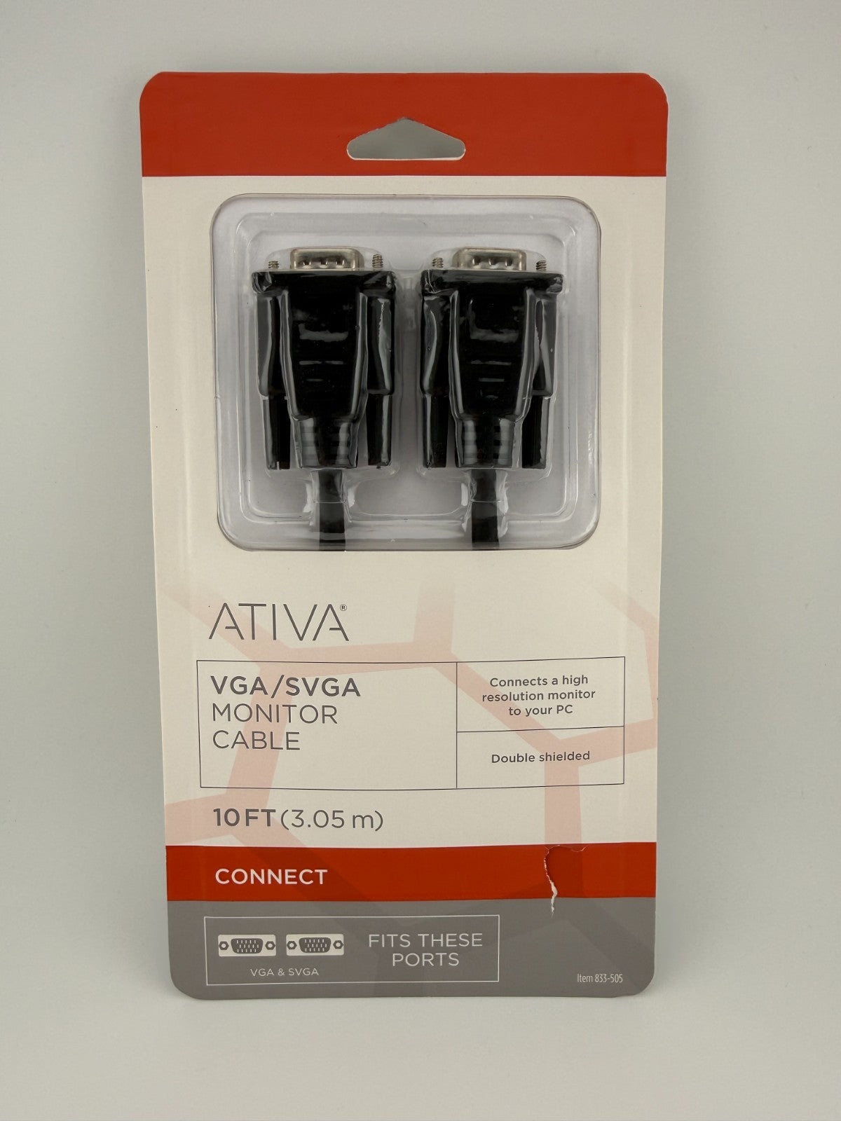NEW Ativa 833-505 Double Shielded 3.05m PC 15-Pin 10ft VGA SVGA Monitor Cable