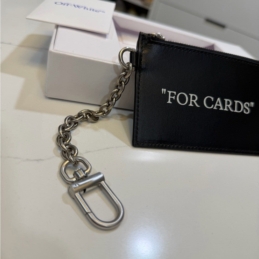 Off-White Black Card Holder with Chain