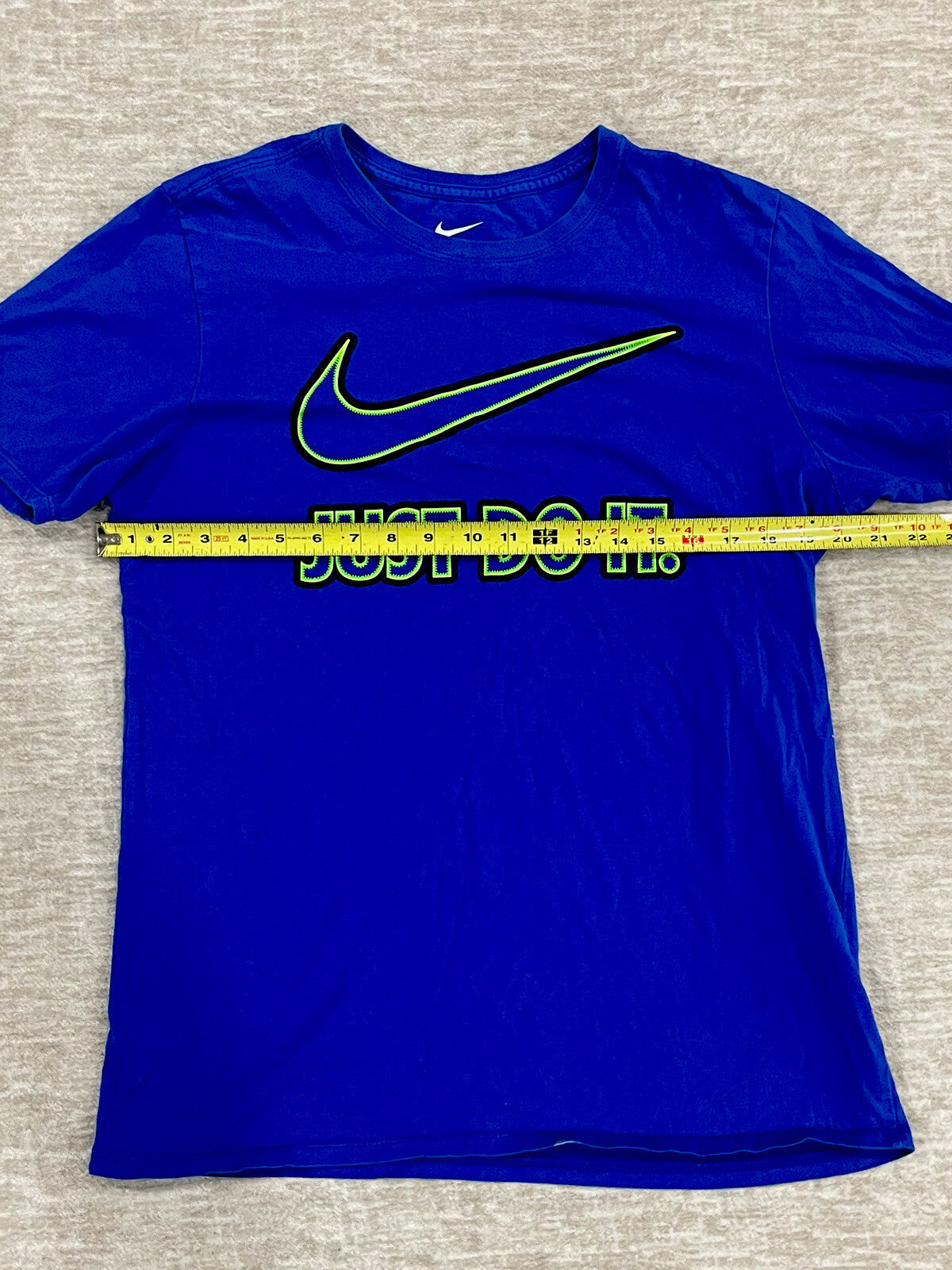 Nike Mens "Just Do It" Blue w/Green Checkmark Graphic T-shirt Size Large