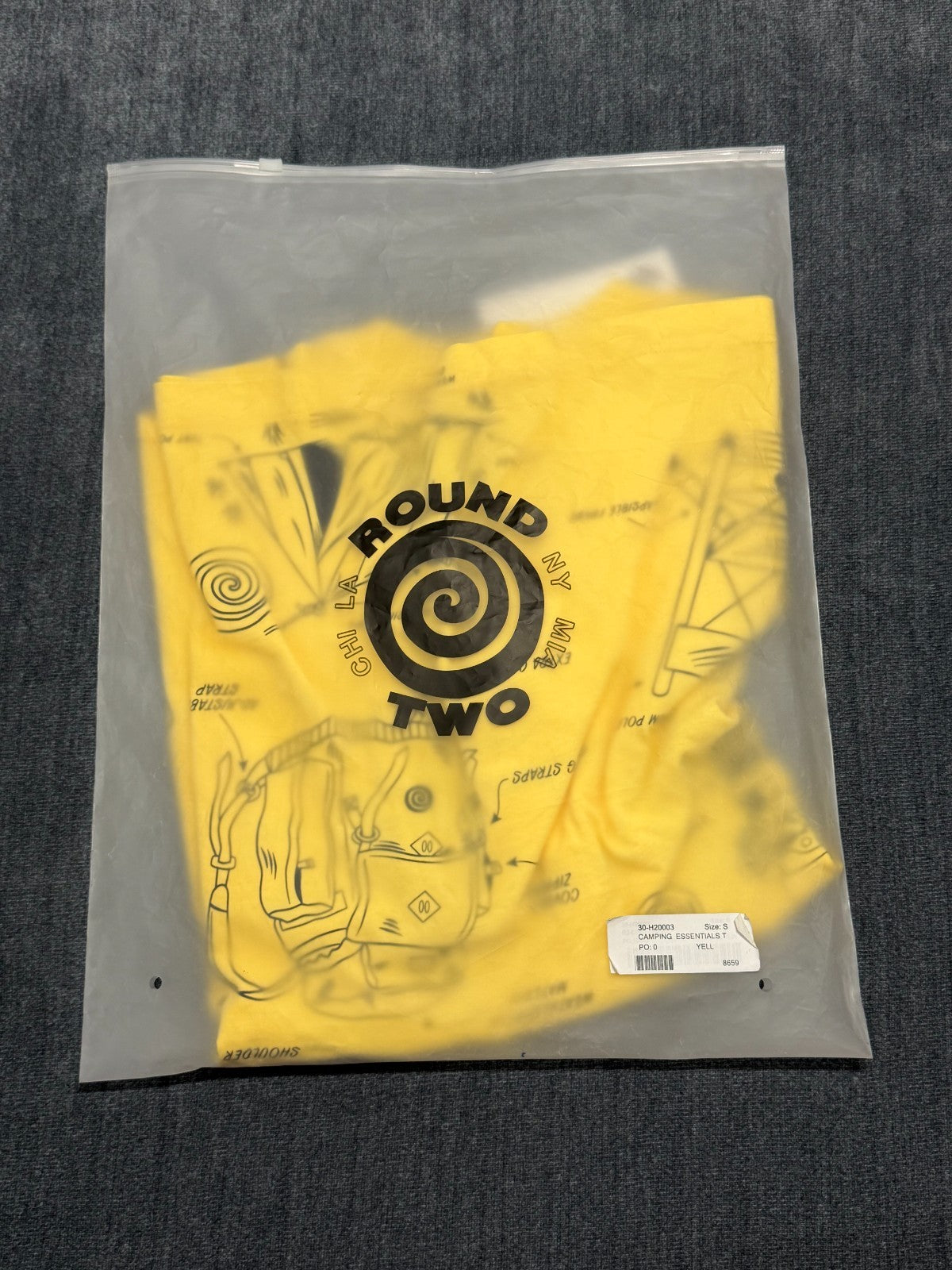 NWT Round Two Dino Tee Shirt Men's Small Lime Yellow Graphic Print Short Sleeve