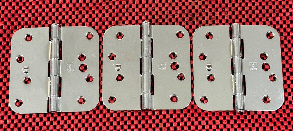 Hager Door Hinges 3pc Set 4" x 4"  5/8" Radius Corner Bright Chromium RC1843 NEW