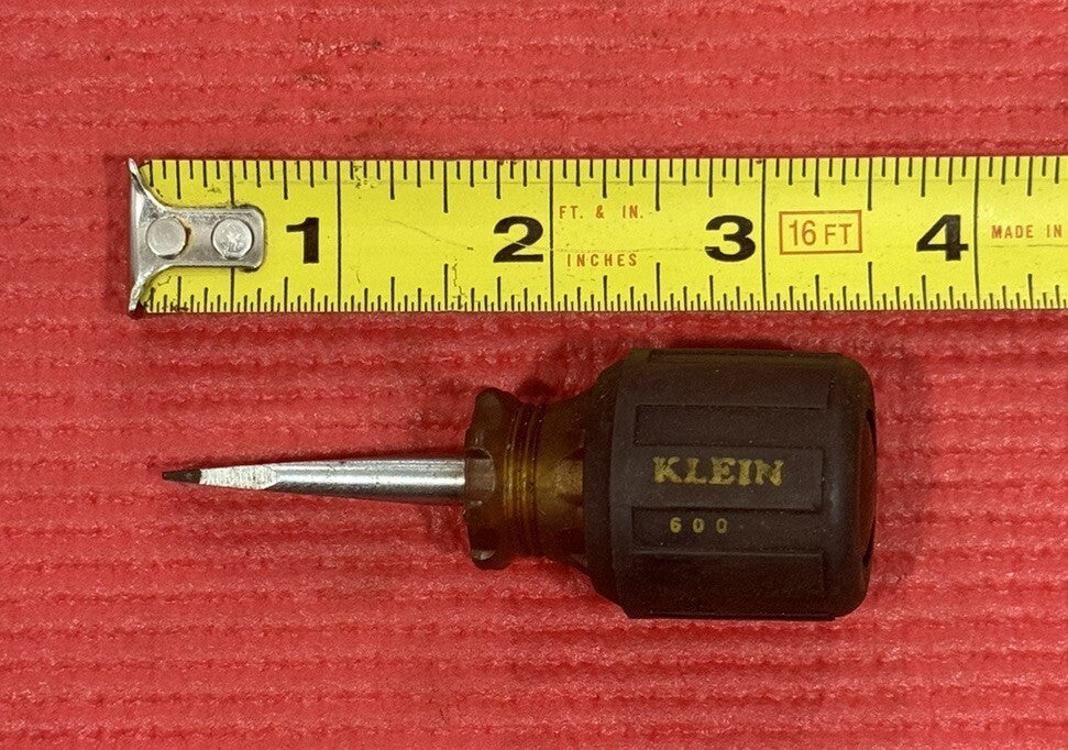 Klein Tools 600-1 IN. Slotted Flat Tip Stubby Screwdriver Tool USA