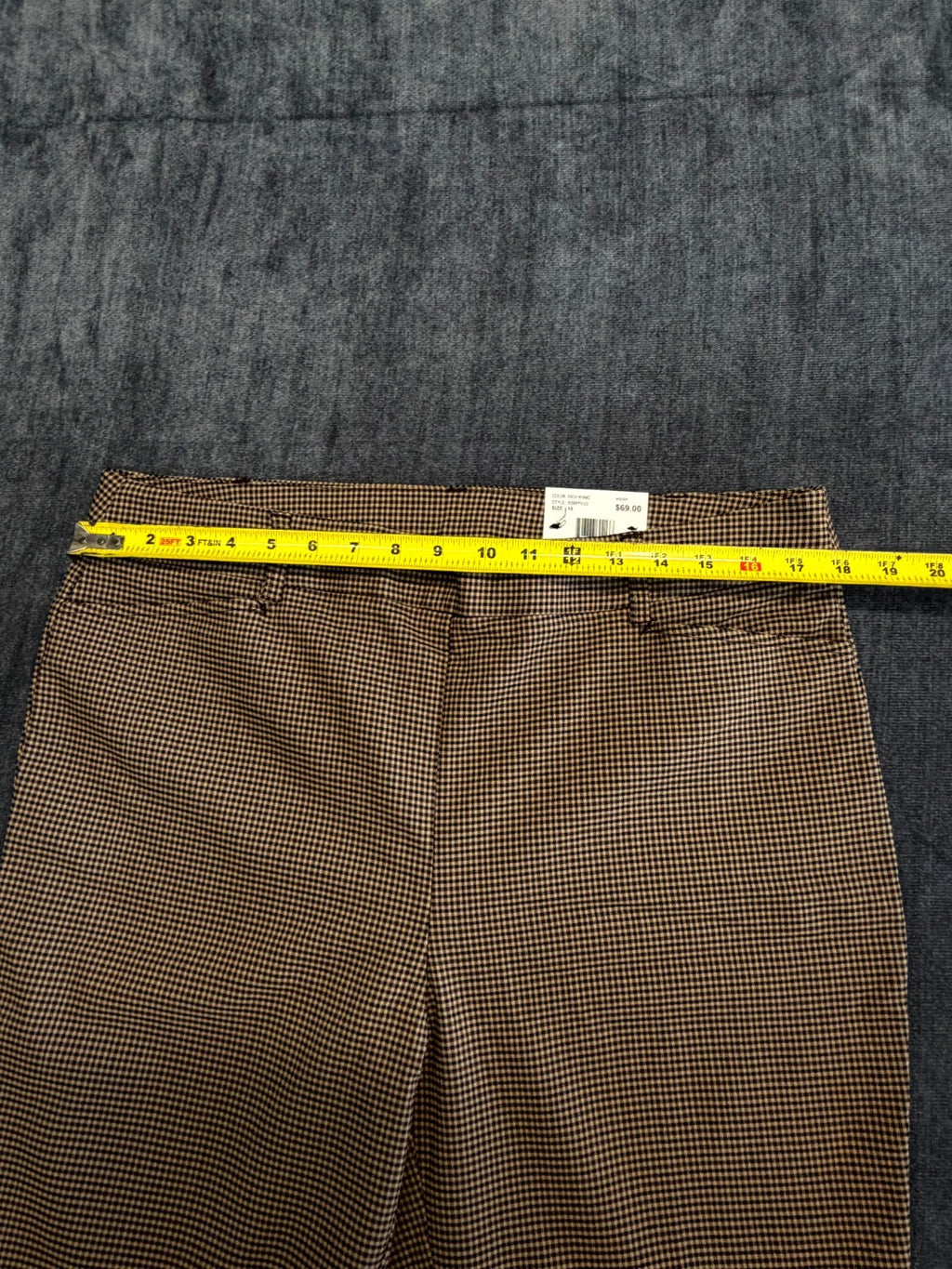 NWT Rafaella Houndstooth Pattern Stretch Pants Women's 16 Rich Khaki City Preppy