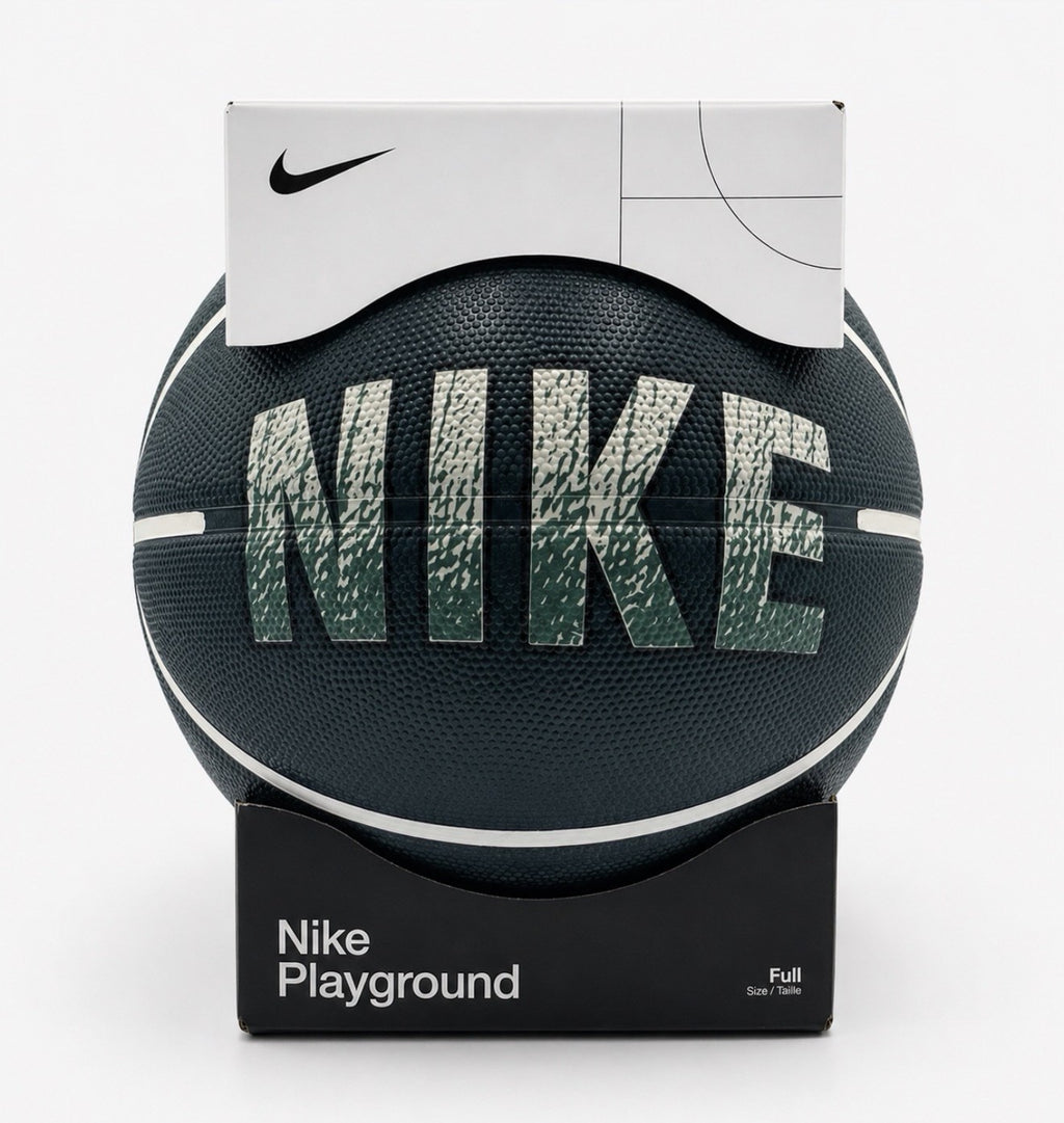 New Nike Playground Basketball 29.5" Black Green Graphic Outdoor - Size 7