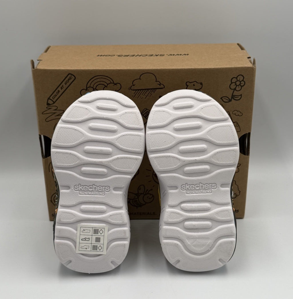 NEW Sketchers Vroom Sneakers Toddler Boys Size 5 Gray Yellow Construction Trucks