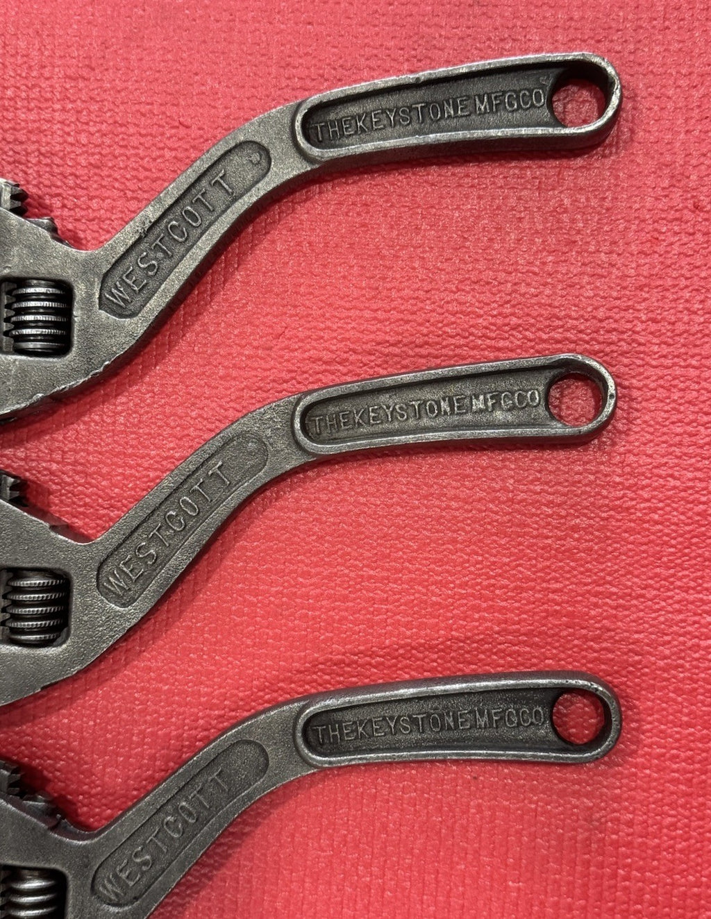 Westcott 10” No. 80 Adjustable Wrench Curved Handle Keystone MFG Buffalo 3pc Lot