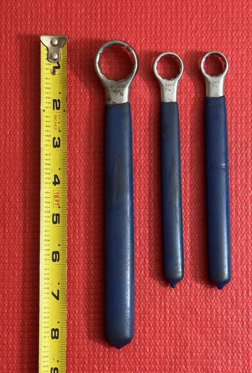 Vintage Western Electric R-3610 R-3607 R-3606 3pc Set Box Wrench Set Blue Handle