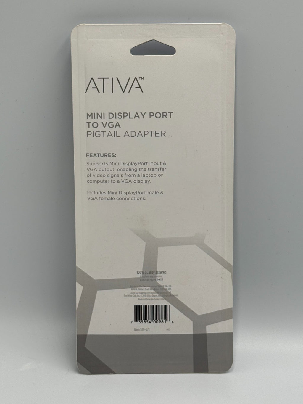 New Ativa Mini DisplayPort to VGA Adapter Mac Windows Laptop to Monitor Cable