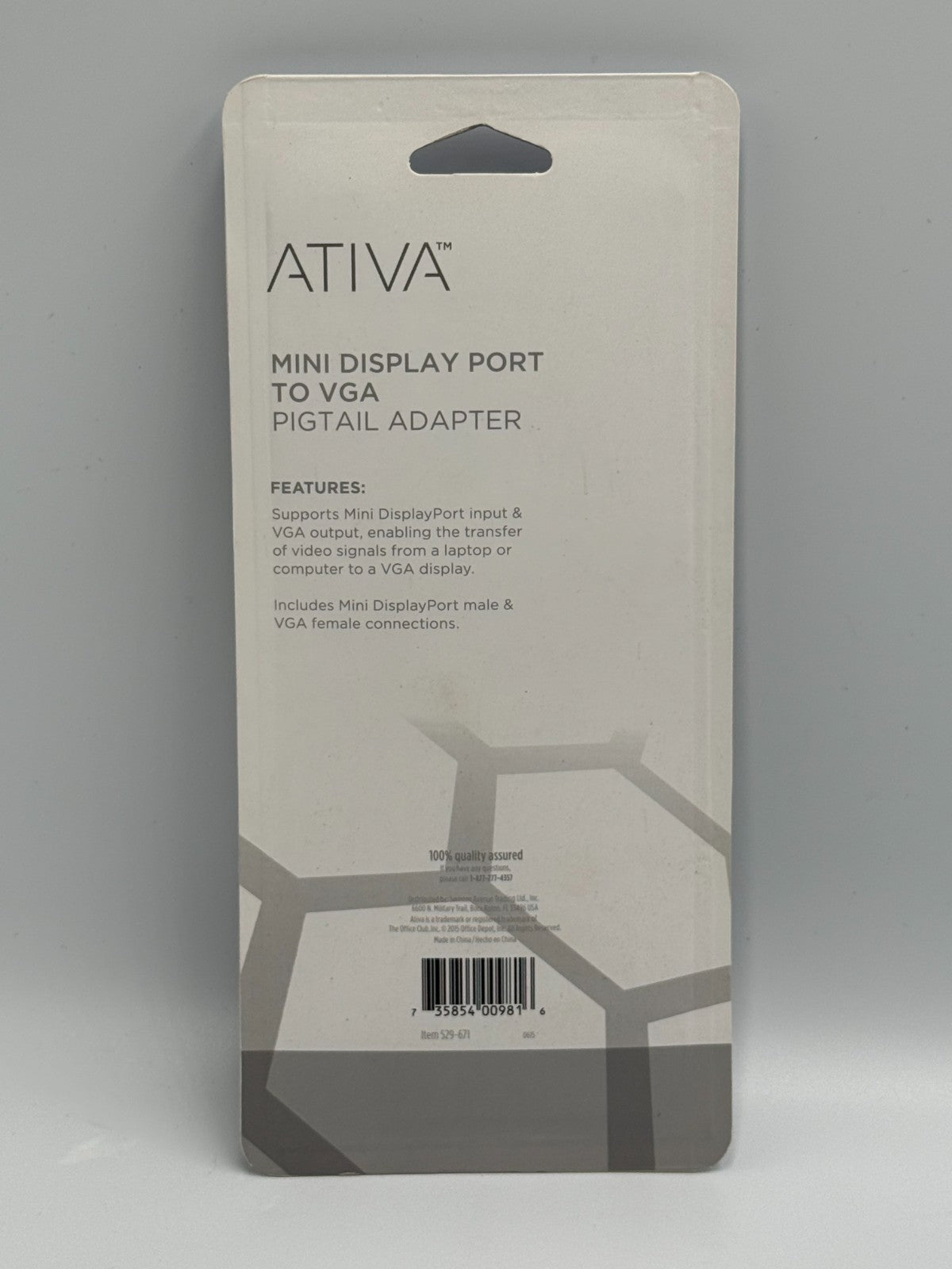New Ativa Mini DisplayPort to VGA Adapter Mac Windows Laptop to Monitor Cable