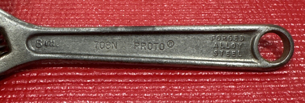 Vintage Proto 708N 8” Adjustable Wrench made In USA  N3