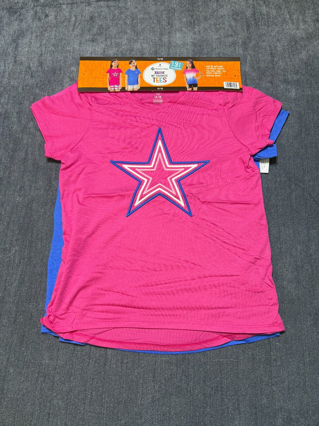 NWT Member's Mark My Favorite T-Shirt Girls 14/16 Multi Short Sleeve - Pack of 3