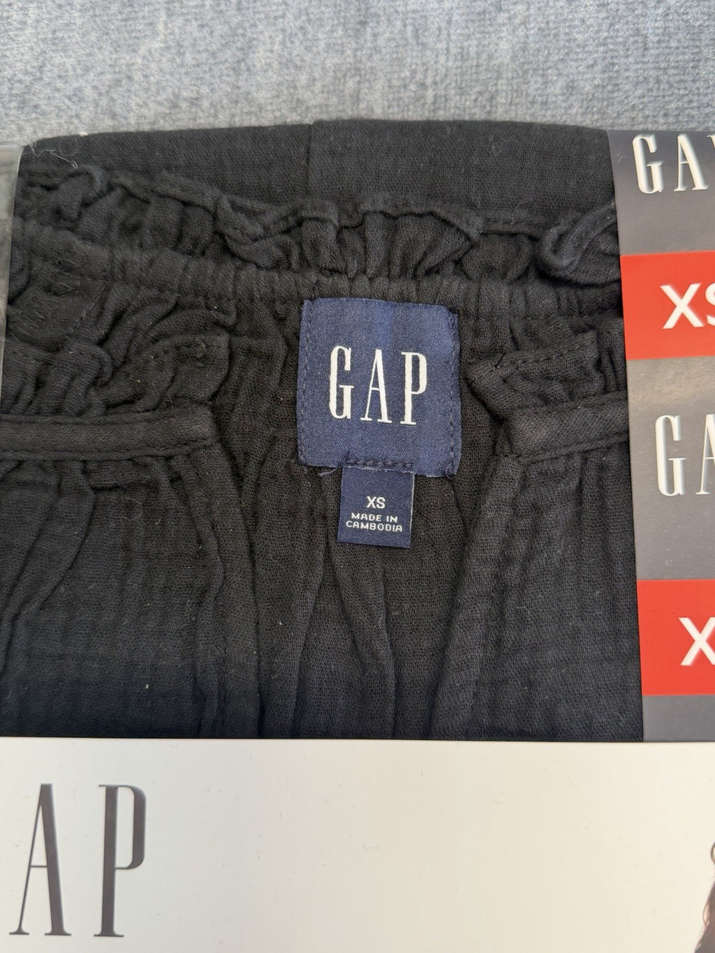 Gap Gauze Popover Dress Women's XS Black Short Sleeve Deep V-Neck 100% Cotton