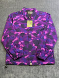 NWT A Bathing Ape Camo Coach Jacket Men's Small Pink Purple Long Sleeve Casual