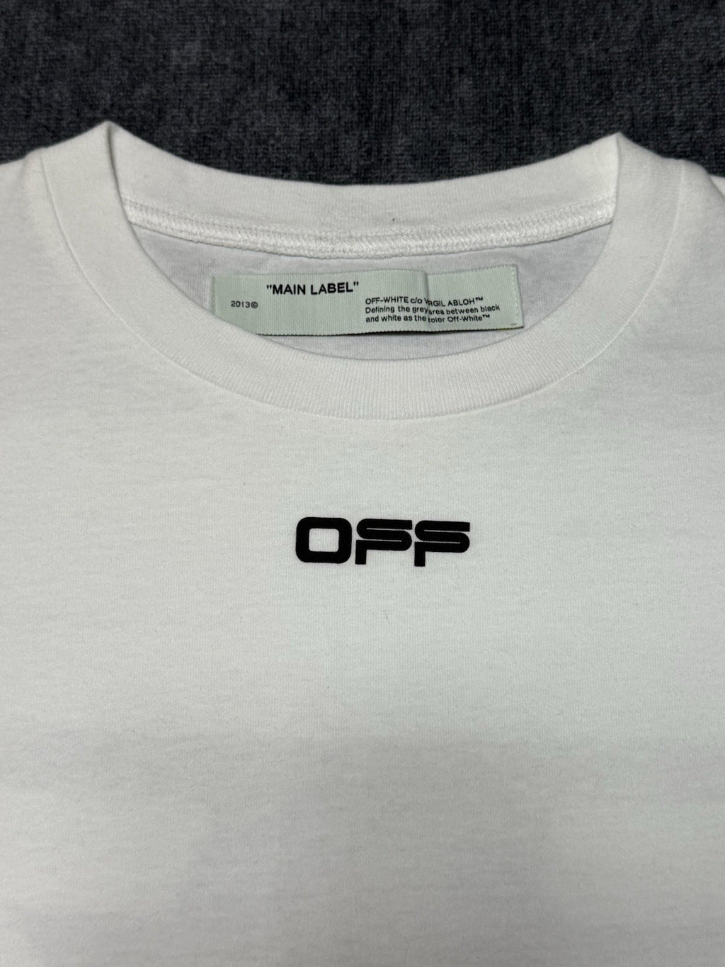 Off-White White Printed Cotton Crew Neck Oversized Size Large T-Shirt NEW