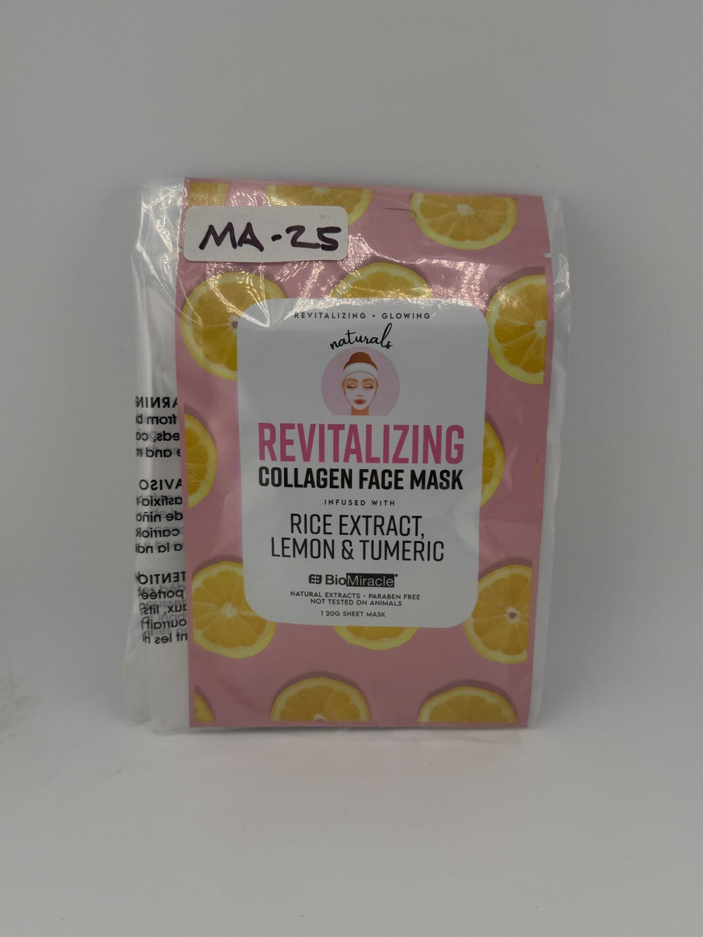 BioMiracle Naturals Revitalizing Lemon Tumeric Collagen Face Mask Sheet - 20g