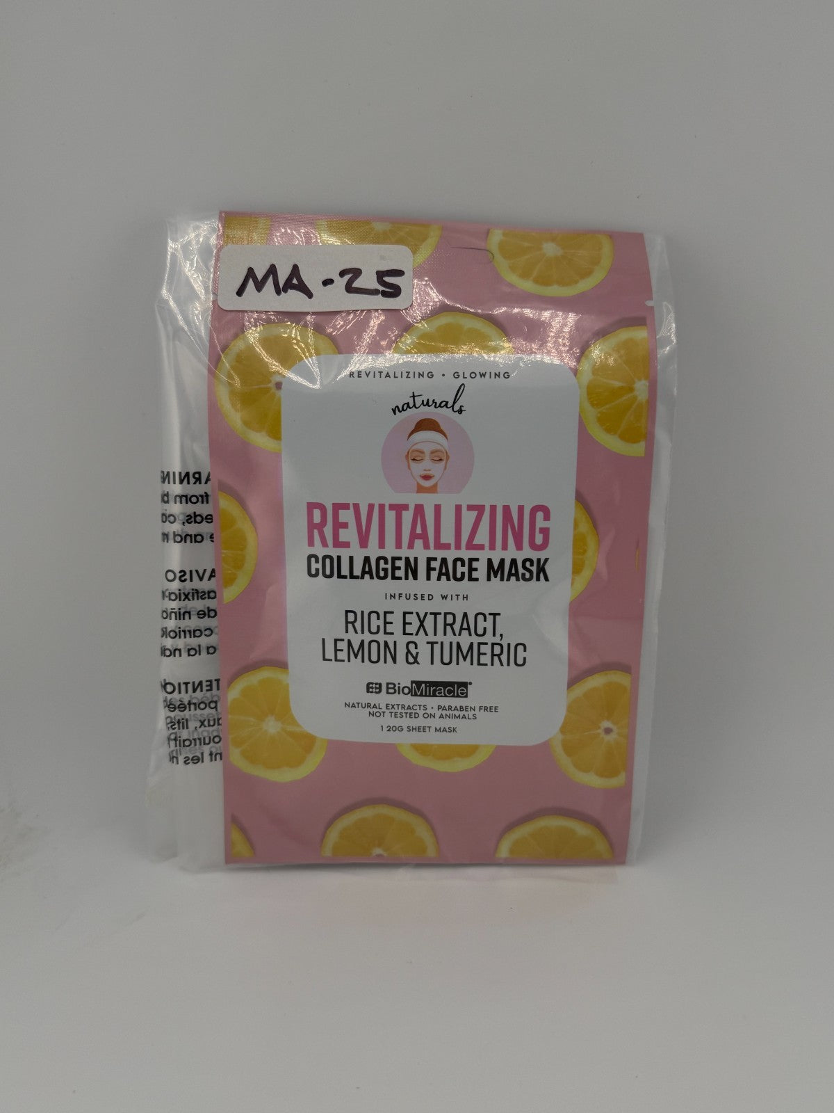 BioMiracle Naturals Revitalizing Lemon Tumeric Collagen Face Mask Sheet - 20g