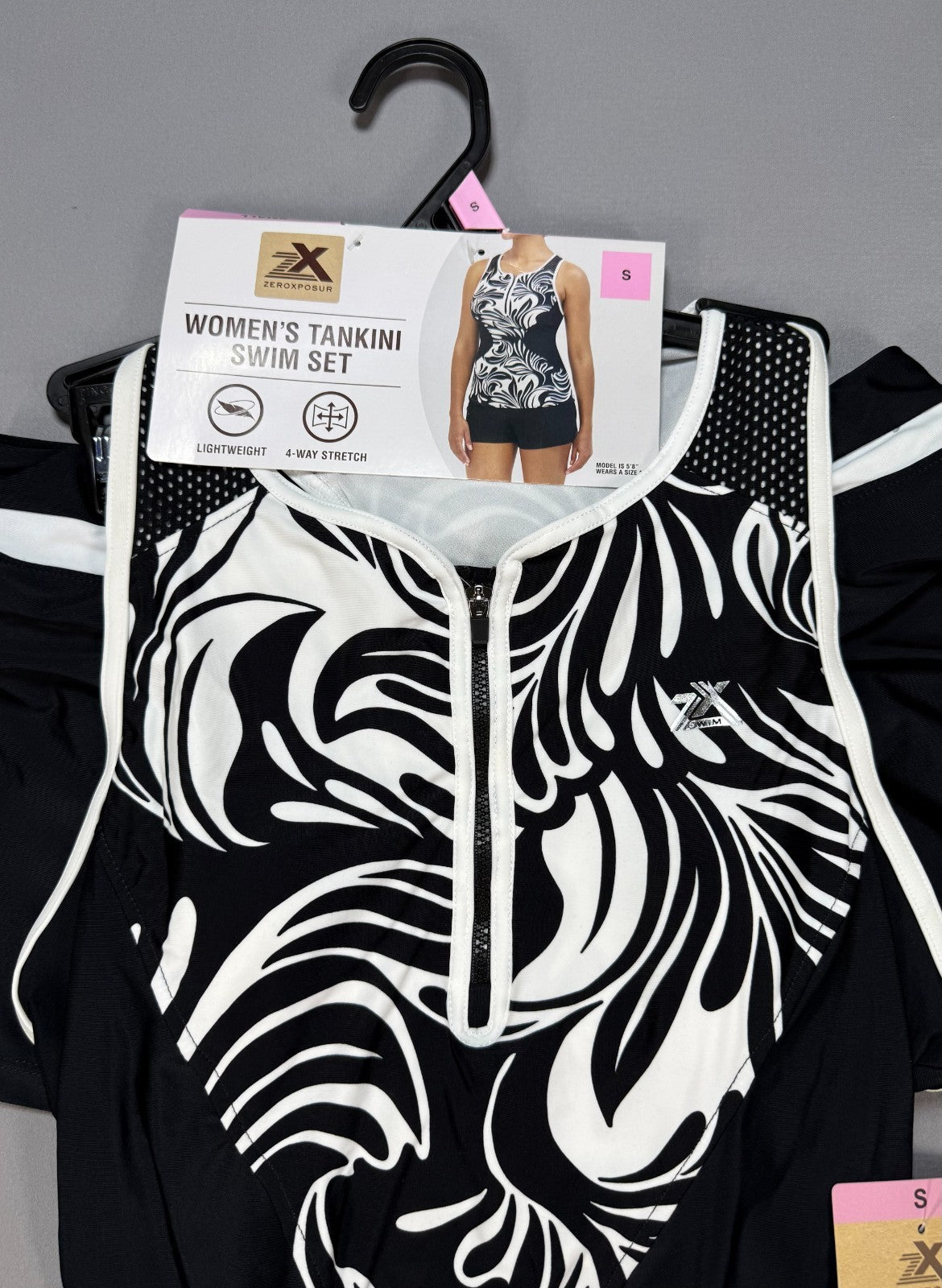 NWT ZeroXposur Tankini Swim Set Women’s Small Black White Summer Beachwear