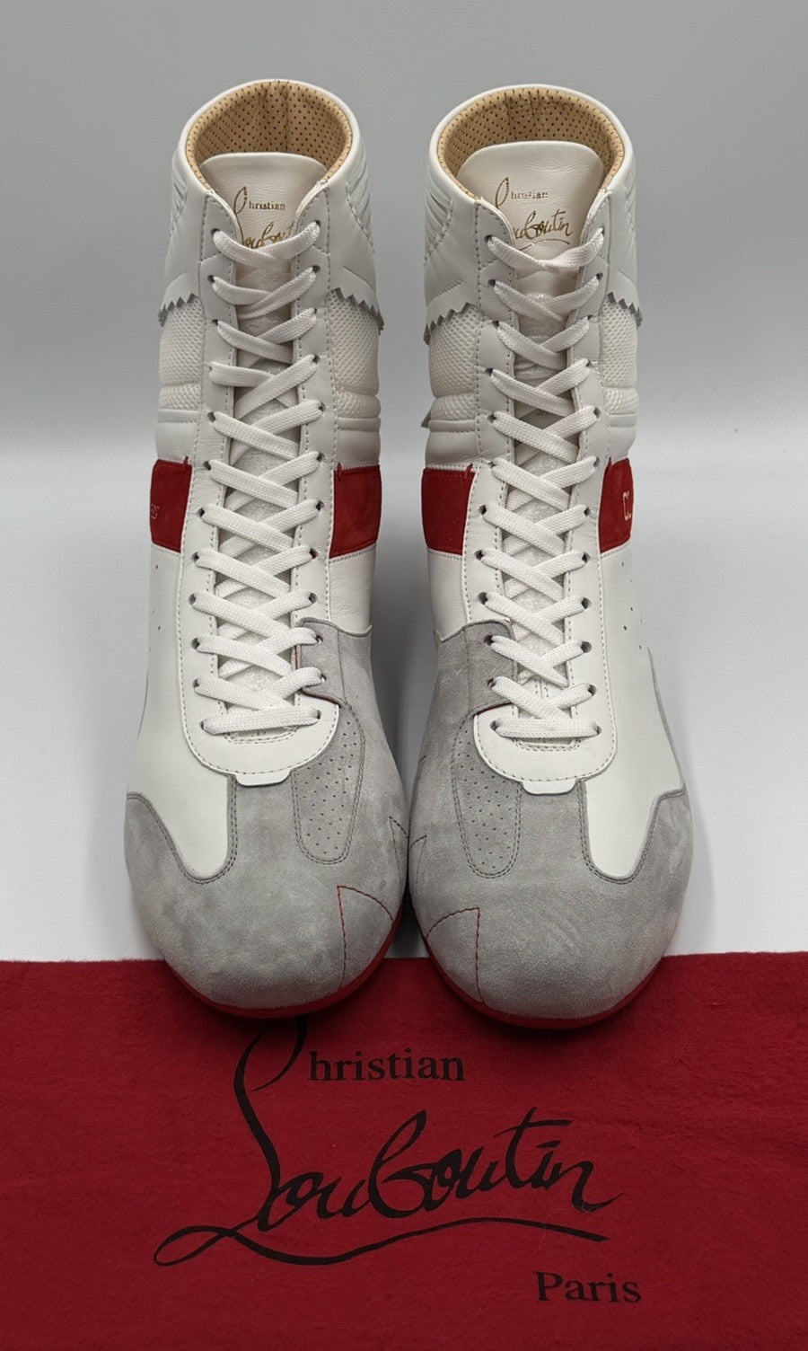 AUTHENTIC CHRISTIAN LOUBOUTIN Suede Knock-Out Boxing Sneakers (44 EU; 11 US)