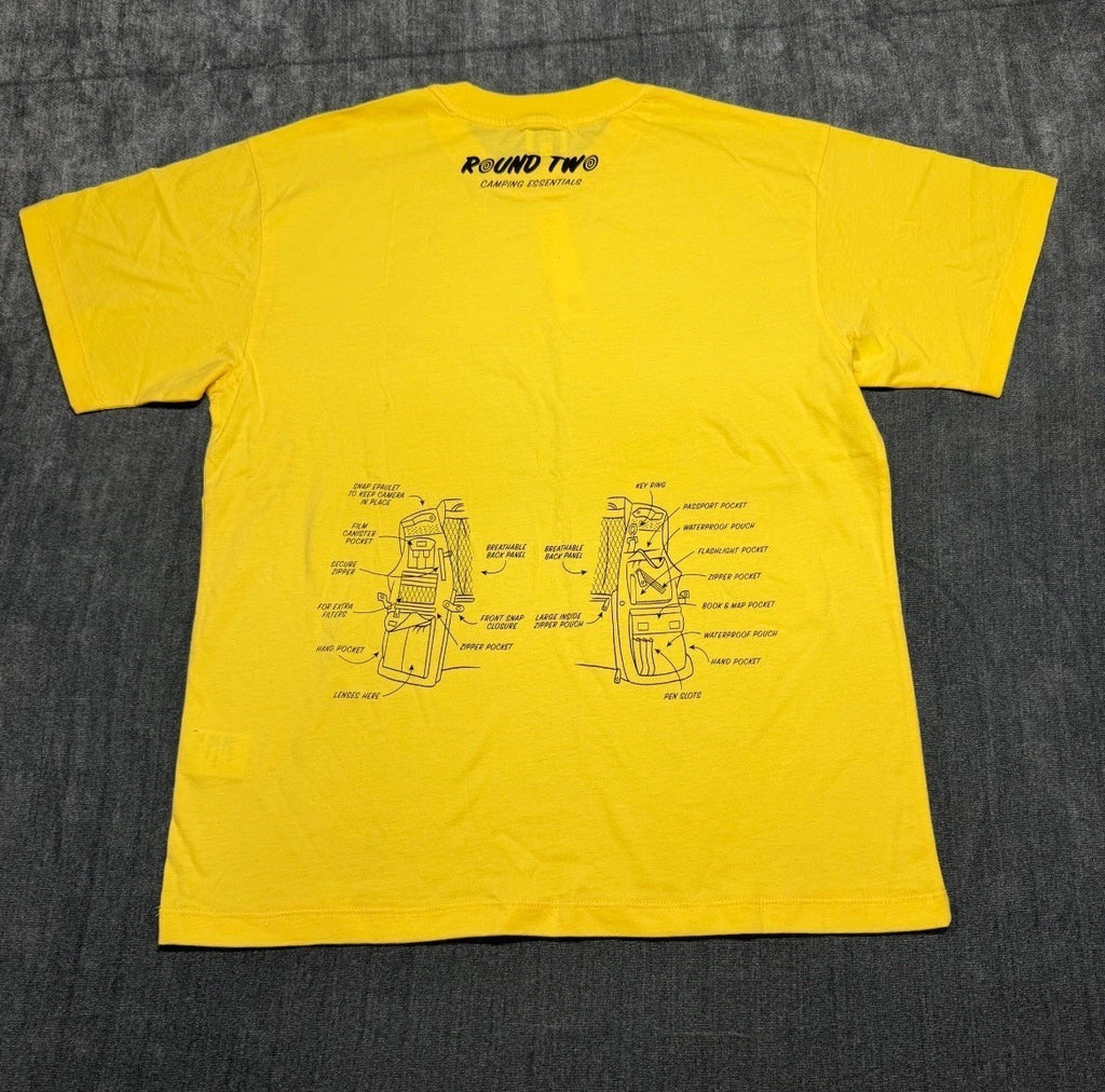 NWT Round Two Dino Tee Shirt Men's Small Lime Yellow Graphic Print Short Sleeve