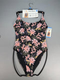NWT Billabong One-Piece Swimsuit Women Large Black Floral Sleeveless Summer Gear
