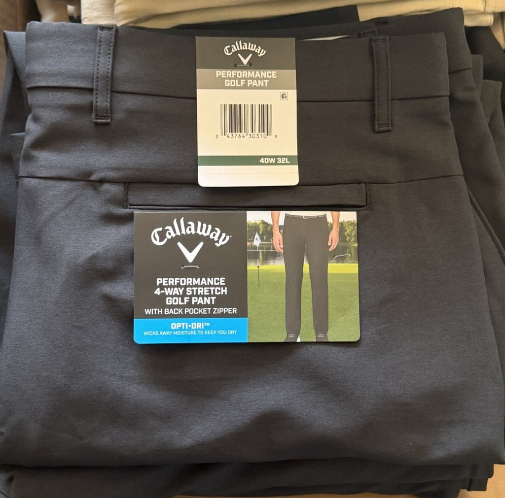 Callaway Opti-Dri Stretch Golf Pants Caviar Men's 40x42 Performance NWT
