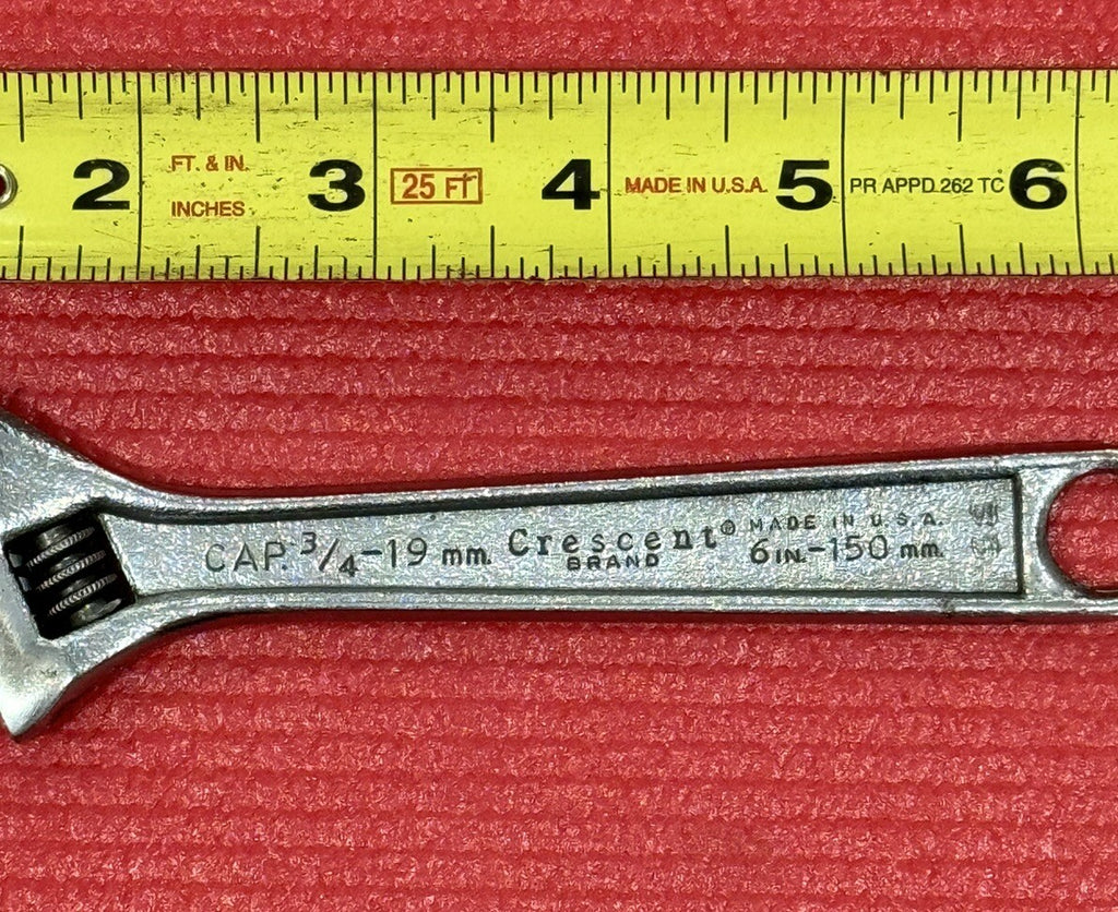 CRESCENT Crestoloy Steel, 6” Adjustable Wrench, CAP 3/4-19mm 150mm Made In USA