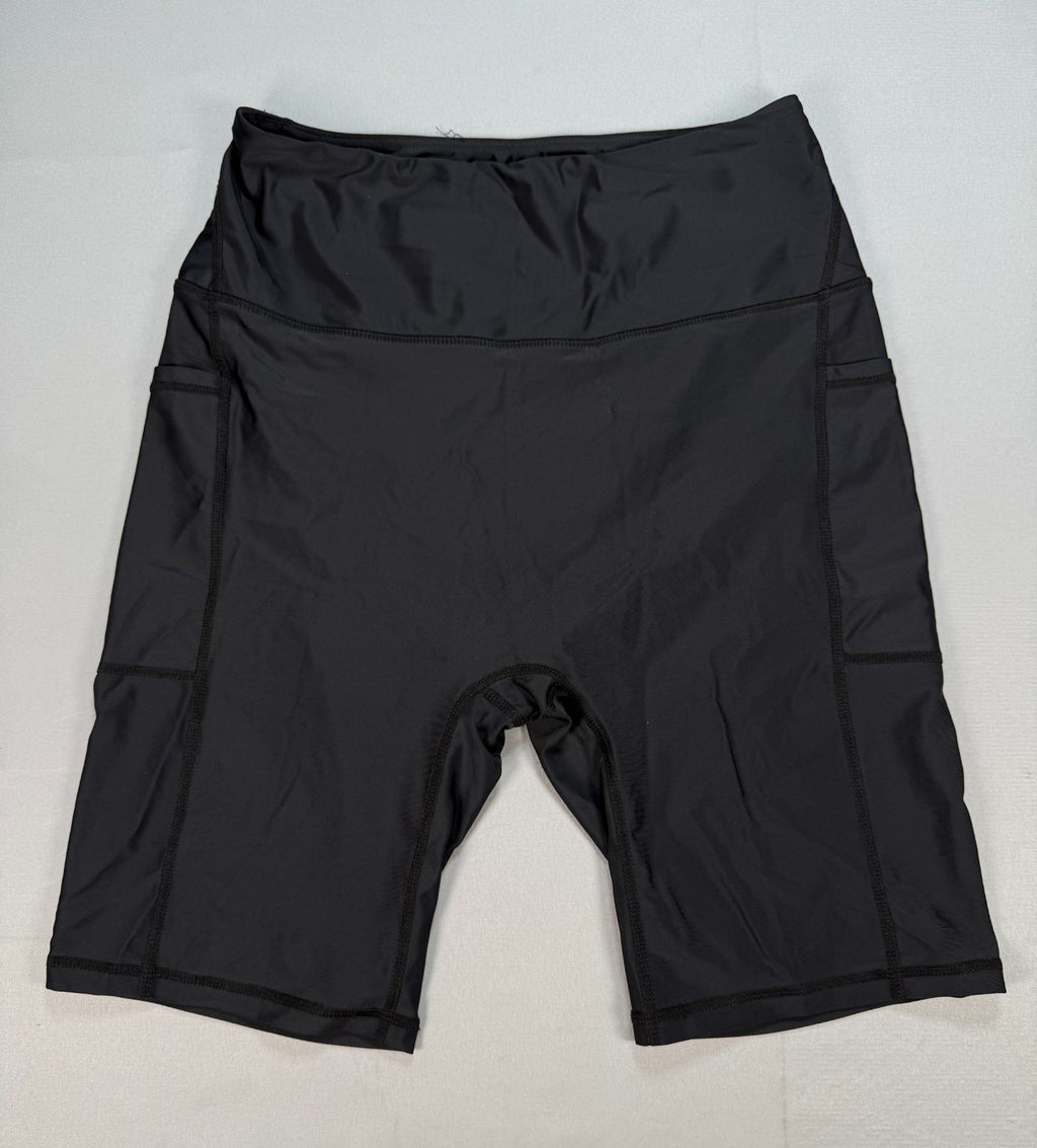 Gradual High Waisted Biker Shorts Women's Large Black Pockets Gym Yoga Shorts