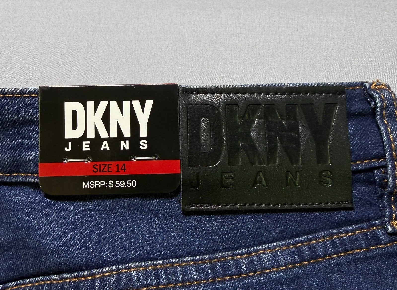 NWT DKNY Jeans Mid-Rise Denim A-Line Skirt Women's 14 Blue Comfort Stretch